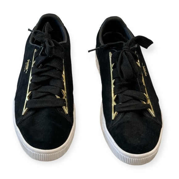 PUMA Black Suede Metallic Gold Jewel Sneaker Size 9 - Picture 7 of 7